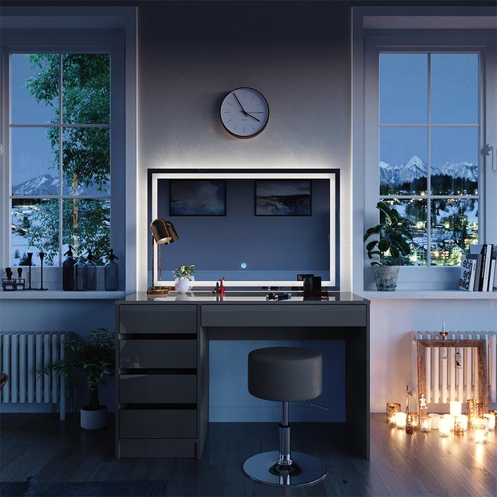 Image du produit Vicco Sherry avec miroir LED et tabouret (120 x 55 x 75 cm)