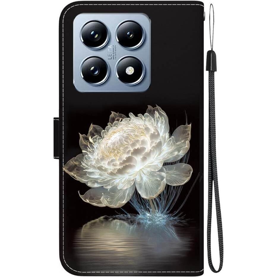 Cover-Discount Xiaomi 14T - Tasche Hülle mit Blüten Motiv (Xiaomi 14T), Smartphone Hülle, Weiss