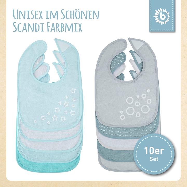 Image du produit Bieco Lätzchen 10er Set, Petrol/Schiefer 30 x 21 cm (0 Mois)