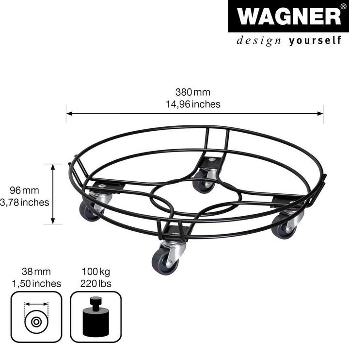Immagine prodotto Wagner System Rullo per impianti WagnerSystem in acciaio Ø 38 cm portata 100 kg grigio