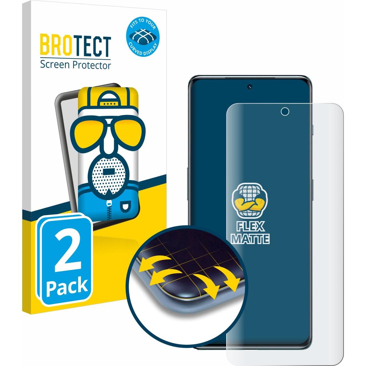 BROTECT Full-Cover Displayschutz Matt (2 Stück, OnePlus Ace 3), Smartphone Schutzfolie, Grau