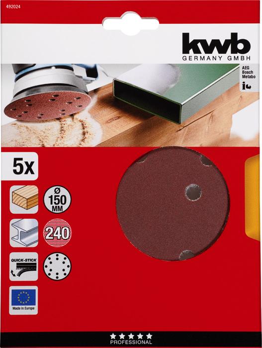 Actual product image kwb Velcro adhesive discs 150 perforated K240/5pcs. (240)