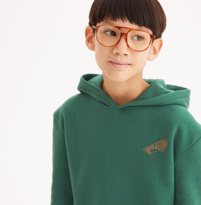 Actual product image La Redoute Collections Hooded sweatshirt with skater motif on the front (140)