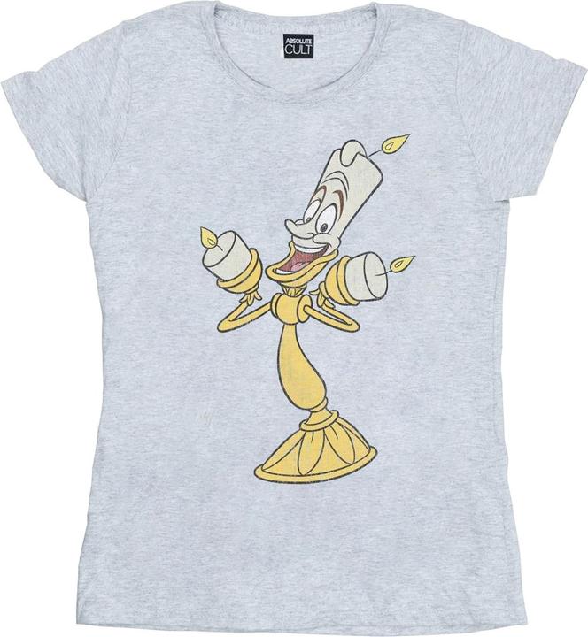 Actual product image Disney Womens/Ladies Beauty And The Beast Lumiere Distressed Cotton T-Shirt (M)