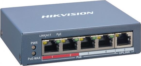 Actual product image Hikvision DS-3E1105P-EI/M 4+1 port 10/100 unmanaged switch PoE (5 ports)