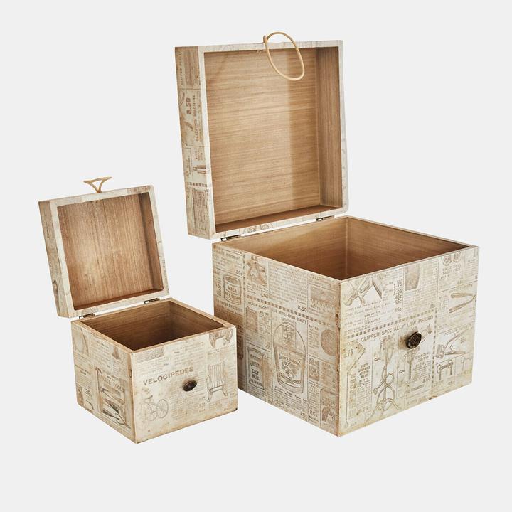 Actual product image Loberon Box 2er Set Elridge antikcreme/grau (25 cm, 2x)