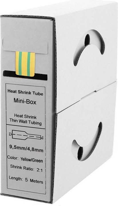 Actual product image Offgridtec Heat Shrink Tubing Green/Yellow 9.5mm > 4.8mm 2:1