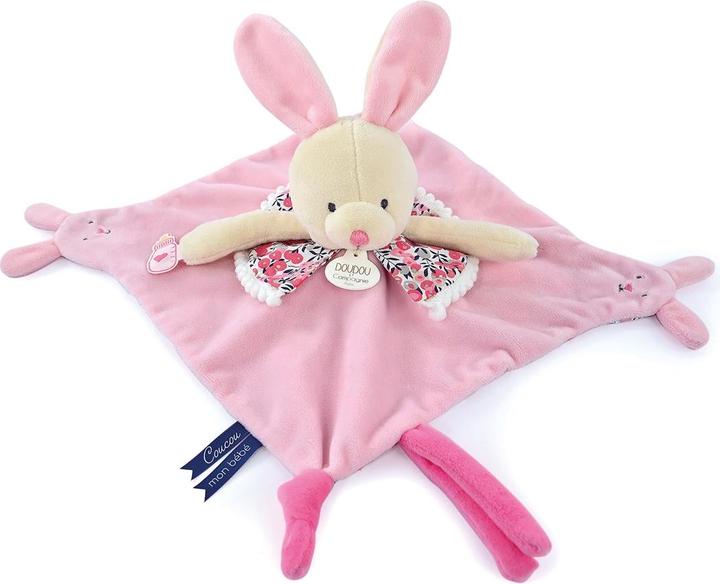 Actual product image Doudou et Compagnie Cuddle Rabbit with Finger Puppet 30cm