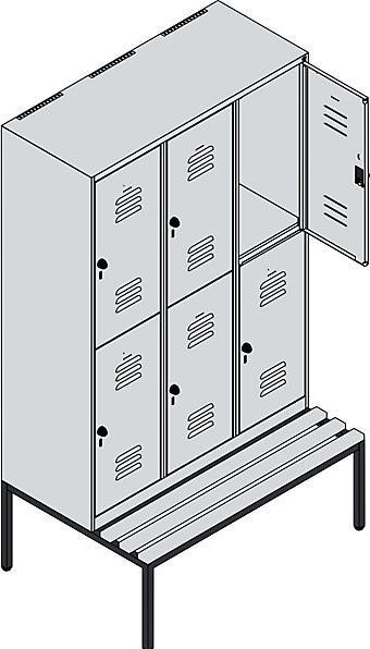 Actual product image C+P Double-decker locker Classic PLUS bench seat (120 cm, 212 cm)