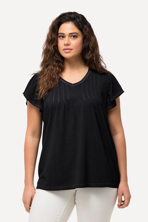Actual product image Ulla Popken Pleated Cold Dyed Cap Sleeve Tee (46, 48)