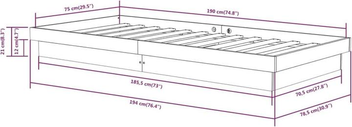 Image du produit vidaXL Bettgestell (75 x 190 cm)