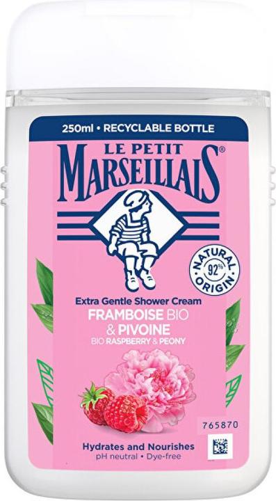 Actual product image Le Petit Marseillais Extra Gentle Shower Cream Organic Raspberry & Peony - Moisturising and (250 ml)