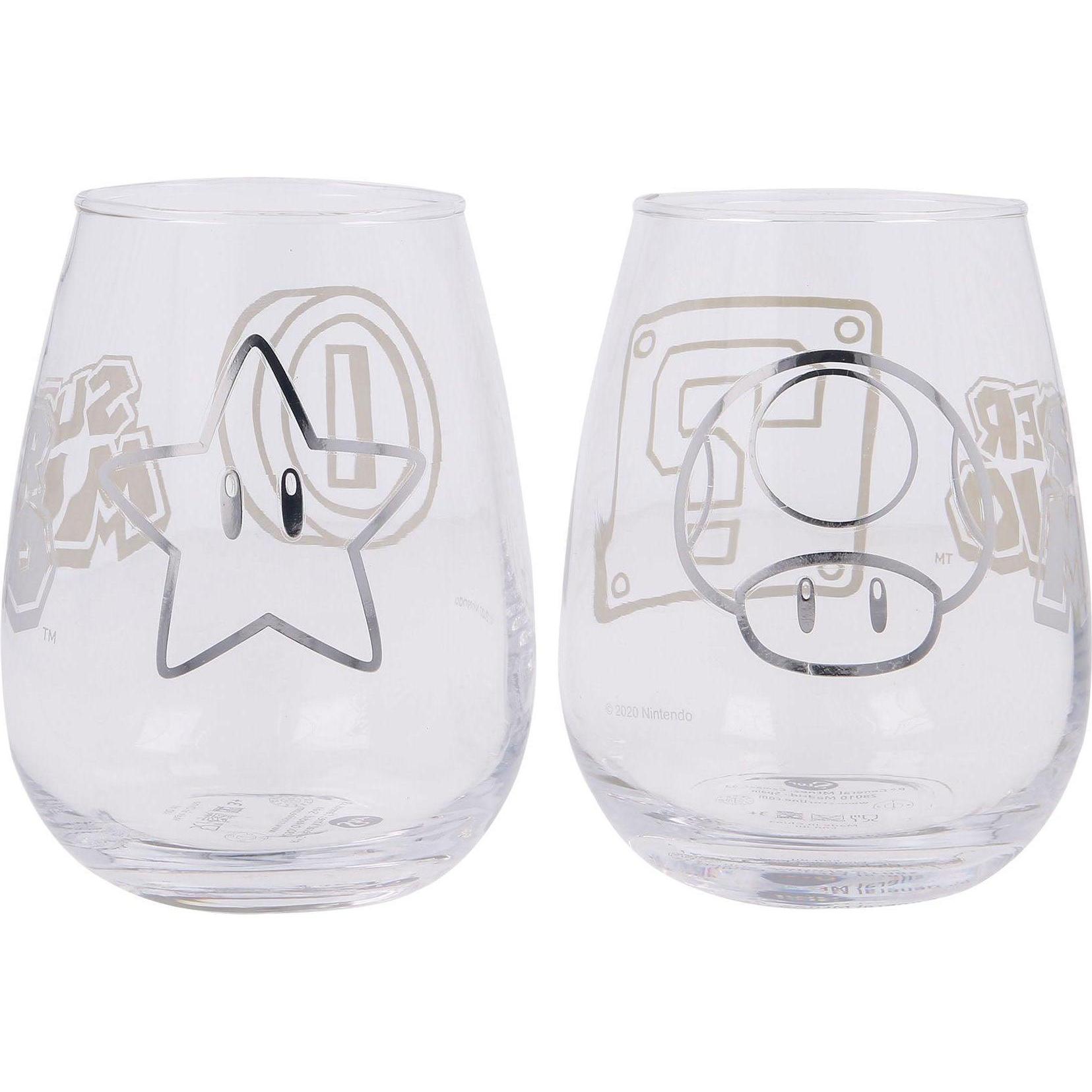 Stor Super Mario Gläser 2er Set (510 ml) - Trinkglas, Trinkgläser, Transparent