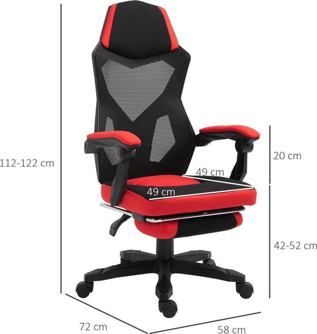 Actual product image Swisshandel24 Gaming chair Ergonomic office chair with footrest Polyester Black+Red