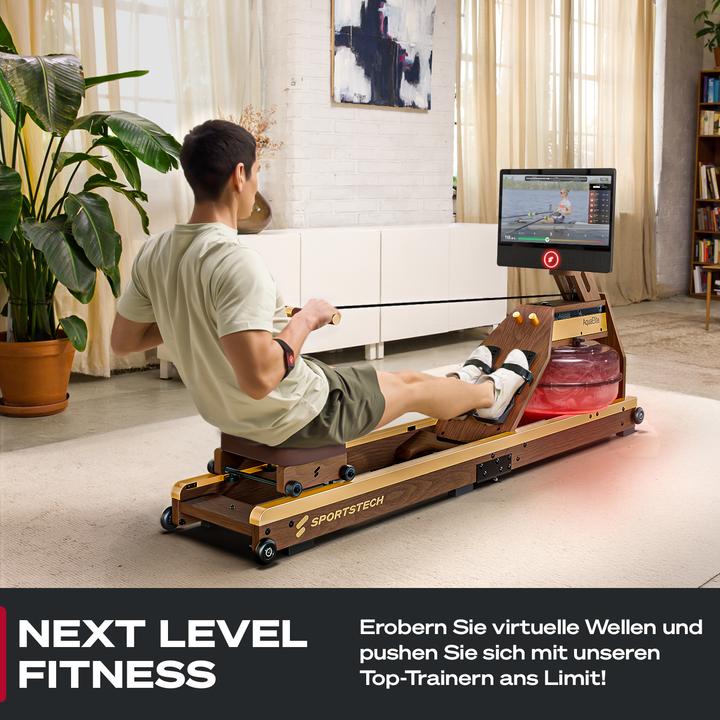 Actual product image (Set-A) Sportstech Rudergerät AquaElite Walnut