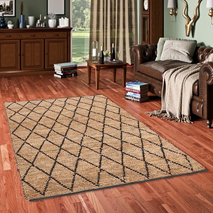 Produktbild Pergamon Naturfaser Teppich Jute Salsa Rauten (140 x 200 cm)