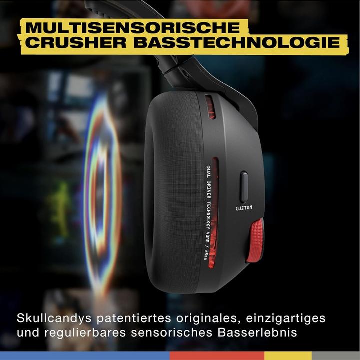 Actual product image Skullcandy Crusher Plyr 720 Wireless Gaming Headphones, black (Cable, Wireless)