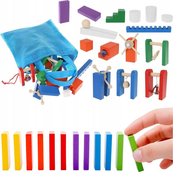 Actual product image Kruzzel Wooden domino set 407 pieces with storage bag