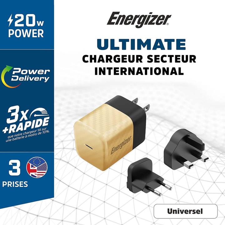 Produktbild Energizer Power-Delivery Ladegerät – 20 W – EU/UK/US, gold (20 W)
