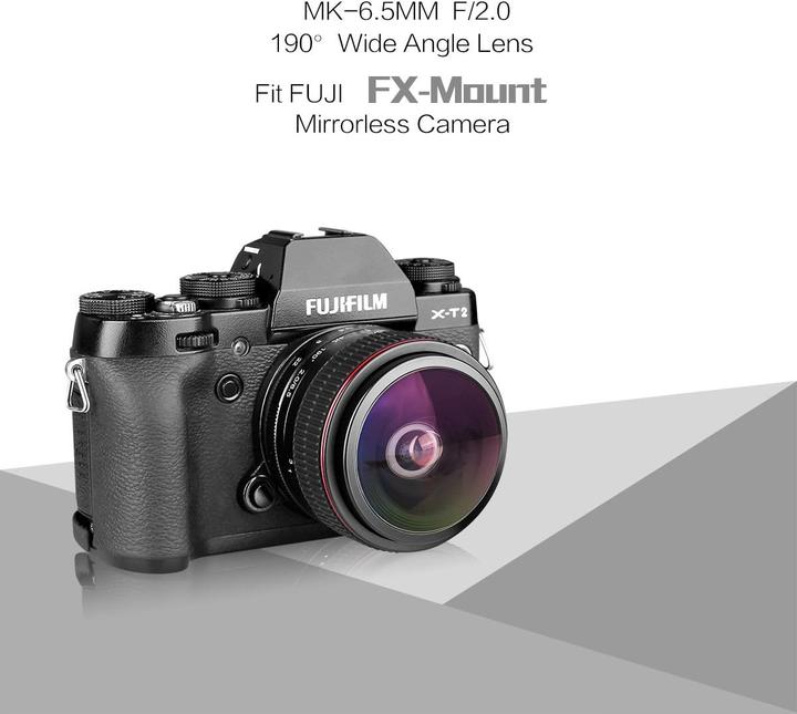 Immagine prodotto Meike 6.5mm f/2.0-f/22 Fisheye Fujifilm X (Fujifilm X, APS-C / DX, Full frame)