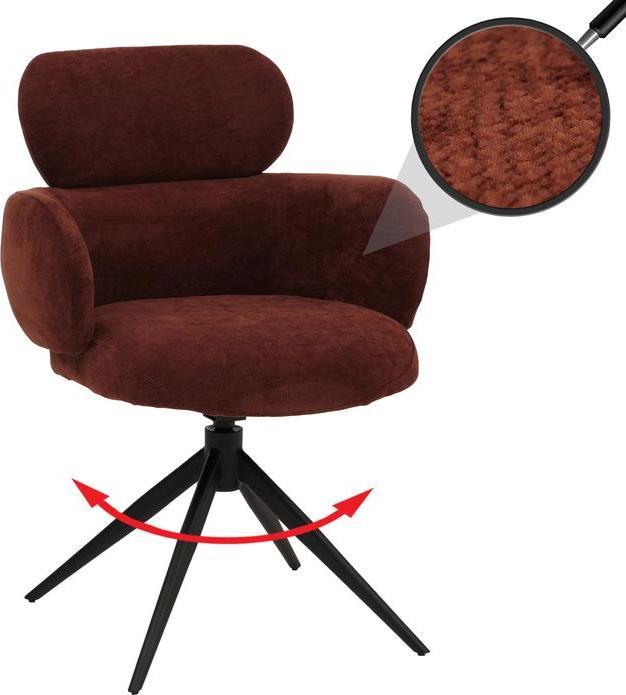 Immagine prodotto Mendler Esszimmerstuhl HWC-O77, drehbar Auto-Return, Stoff (310g/m²) Chenille Öko-Tex – rotbraun