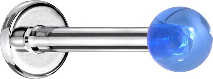 Produktbild Star Piercing Labret silber mit Kugel blau "Glow" (Acryl, ohne Messing, Chirurgenstahl 316L)