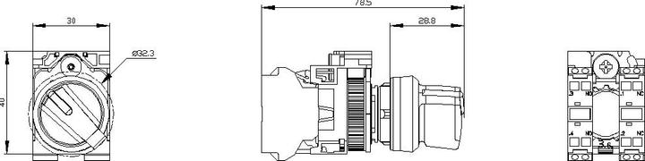 Actual product image Siemens Selector switch 2step rast Knob Ř22mm 3SU1150-2BF60-3MA0