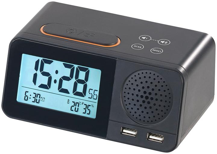 Produktbild Auvisio Funk-Radiowecker mit 2 Weckzeiten, Hygro- & Thermometer
