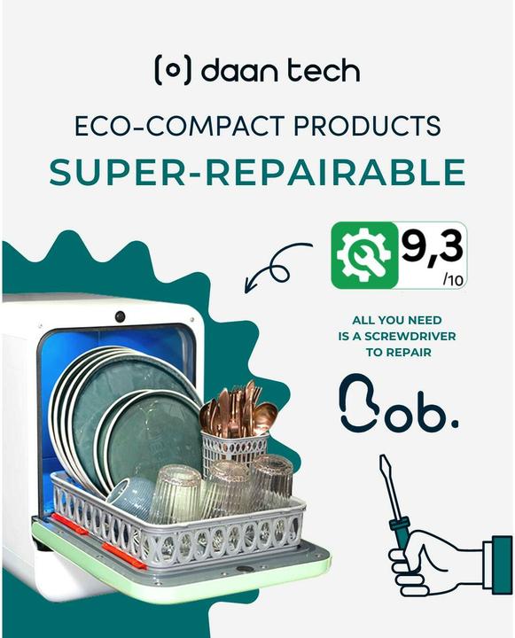 Actual product image Daan Tech Bob white/silver dishwasher