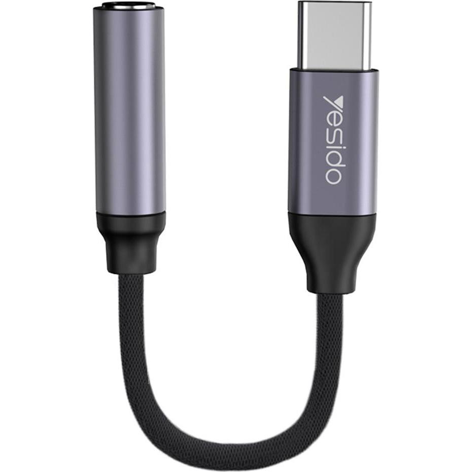 Yesido - Audio Cable Adapter (YAU19) - Type-C to Jack 3.5mm - Black (Adattatore jack), Adattatore audio, Nero
