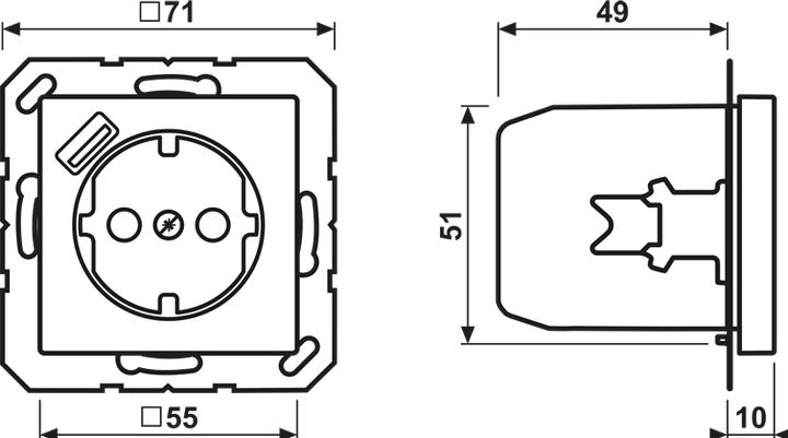 Actual product image JUNG A1520-18ASW SCHUKO socket outlet w.USB