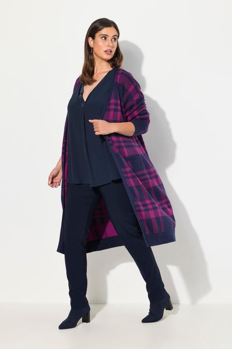 Image du produit Ulla Popken Cardigan oversize ouvert avec motif à carreaux (42, 44)