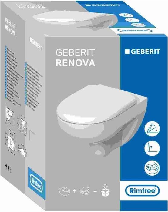 Image du produit Geberit Renova, chasse d'eau basse position, Rimfree avec siège WC, blanc 500801001