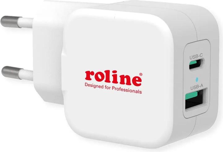 Produktbild Roline USB Charger mit Euro-Stecker, 2 Port (1x QC3.0 A + 1x C PD), 20W (20 W, 1 Port)