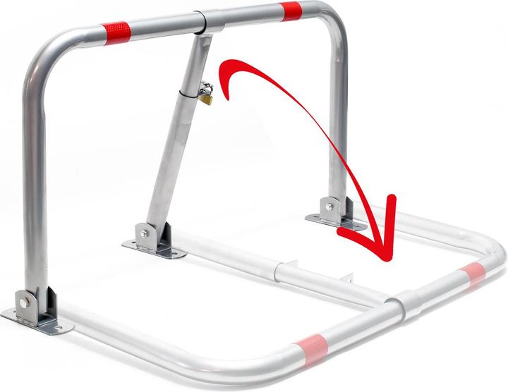Produktbild Wiltec Parkplatzbügel klappbar 43x80cm Schloss Parkpfosten Sperrbügel Stahl