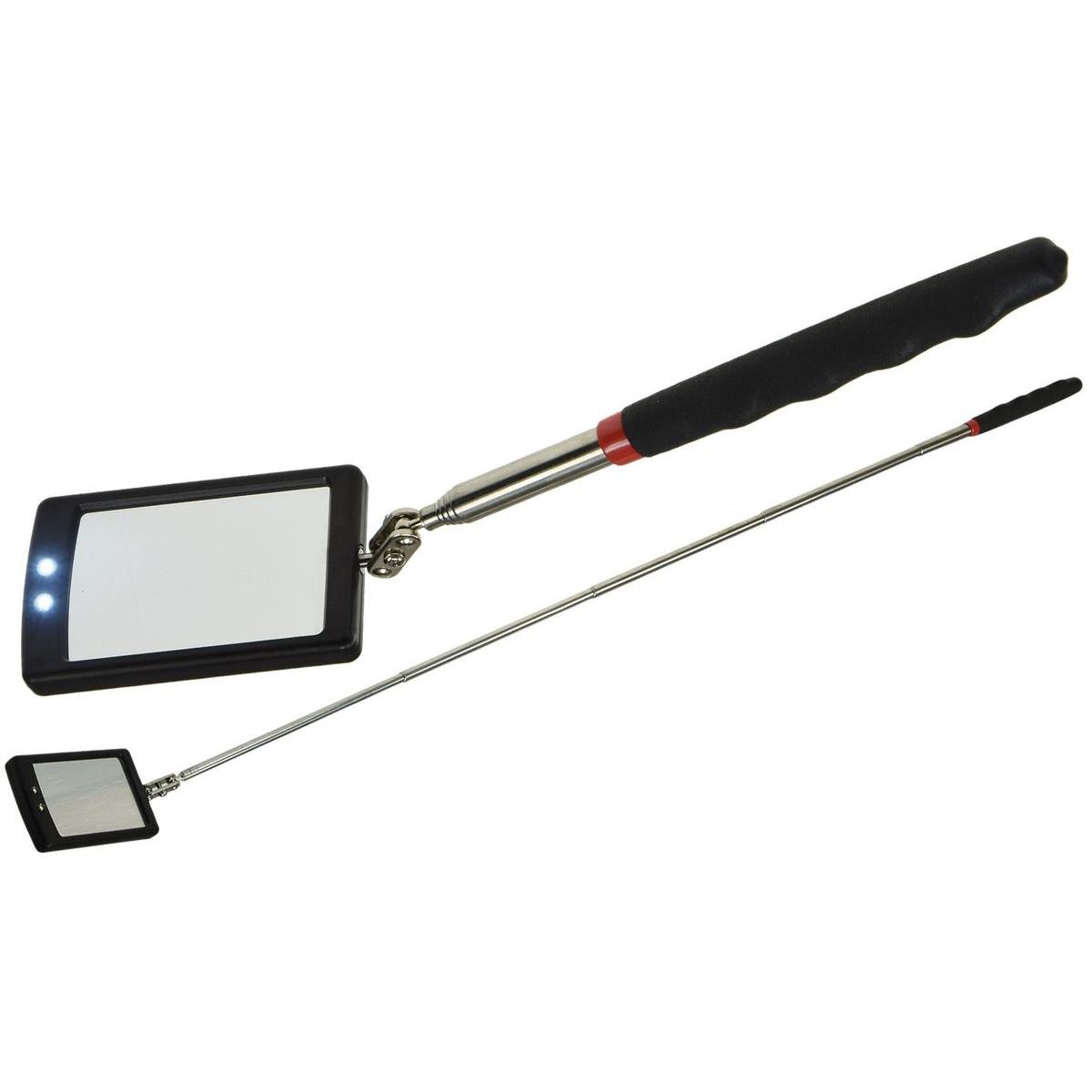 König Design, Spiegel, Teleskop Spiegel mit LED Beleuchtung Gesamtlänge 28 88cm, Spiegel 65x40mm