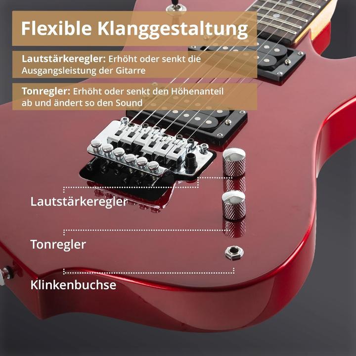 Produktbild Rocktile E-Gitarre mit Humbucker Pickups, FR-Style Tremolo und 22 Bünden (E-Gitarre, geschroeftem Ahornhals, Lindeholz-Korpus)