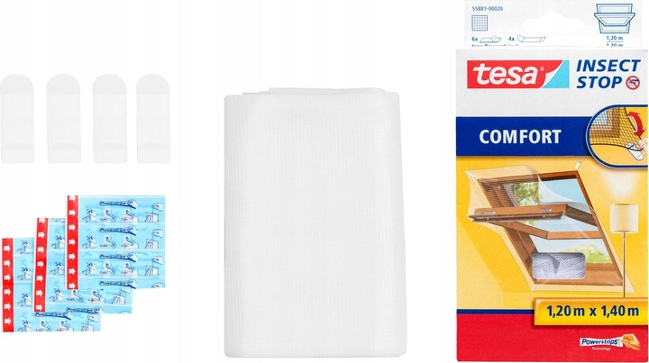 Actual product image tesa COMFORT insect screen for roof windows, with Velcro tape, self-adhesive, without drilling (120 x 140 cm)