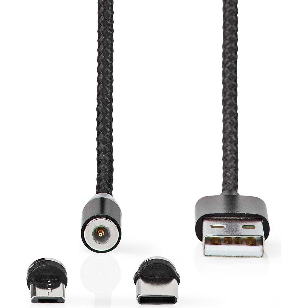Thumbnail - Nedis USB Cable USB 2.0 USB-A Male USB Micro-B Male/USB-CT Male No Data Transfer Nickel Plated 2.00 (2 m, USB 2.0), USB ...