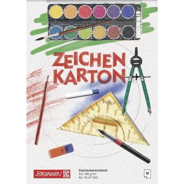 Brunnen, Bastelpapier, Zeichenkartonblock A3 190g/qm 10 Blatt (190 g/m², 1 x)