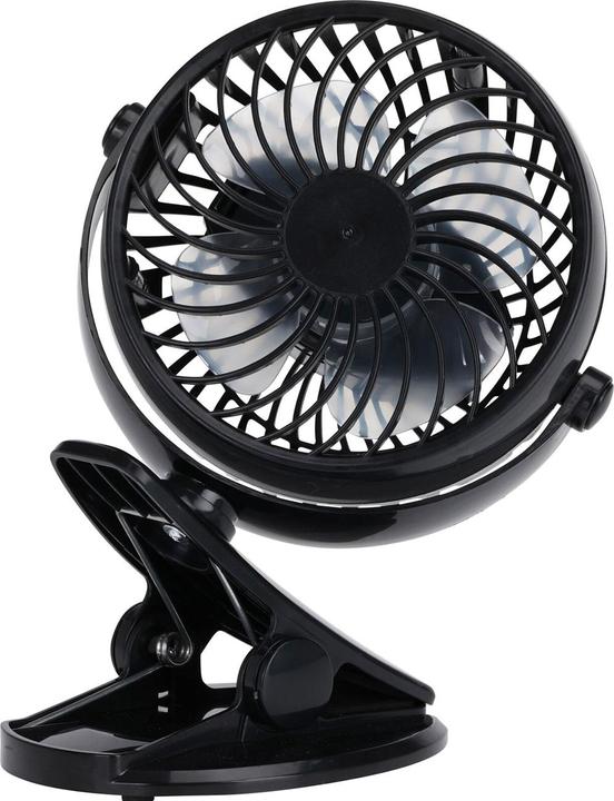 Produktbild H & S Collection Mobiler Ventilator mit Klemme, 3 Modi, schwarz, Akkubetrieb