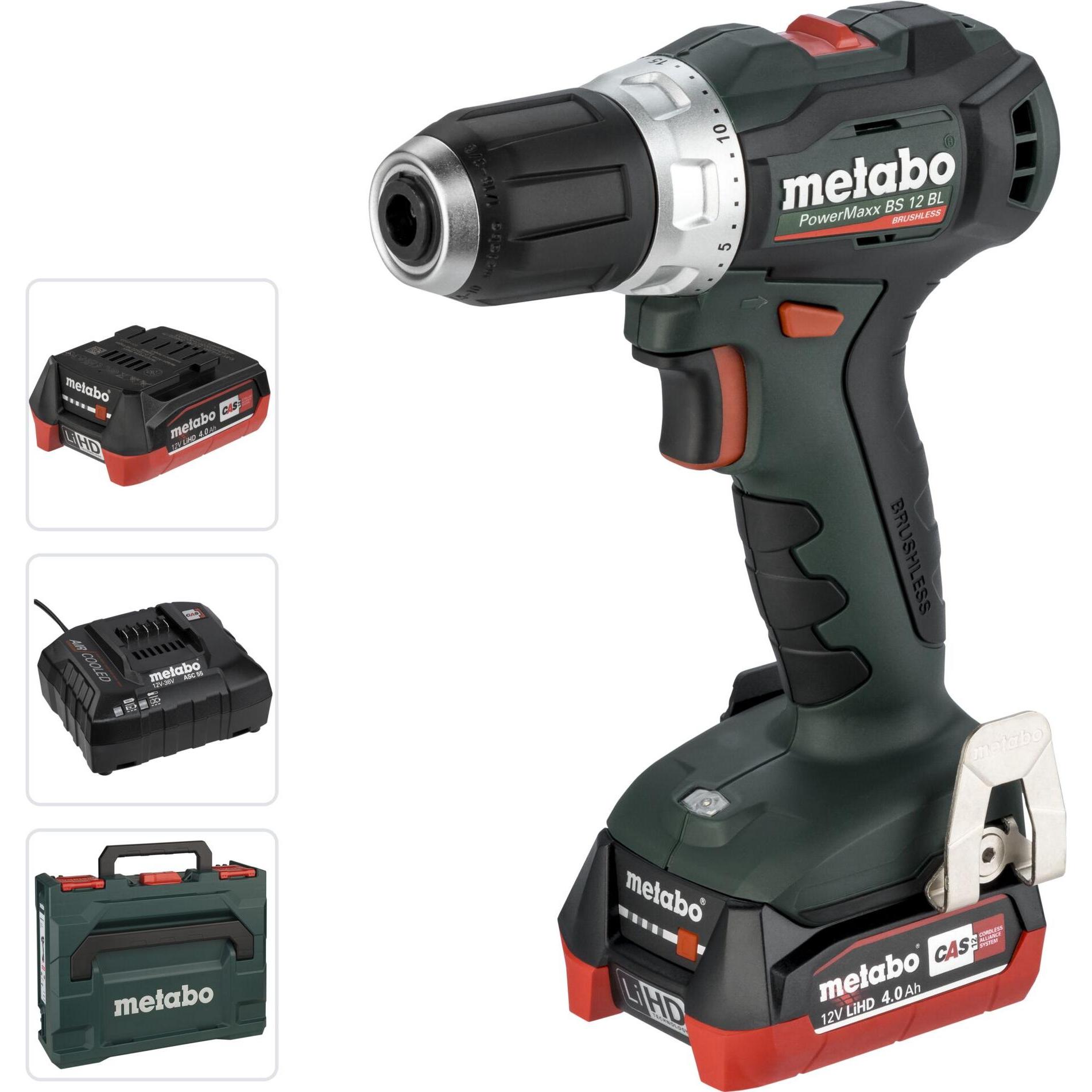 Thumbnail - Metabo, Bohrmaschine + Akkuschrauber, PowerMaxx BS 12 BL (2x 4, 2x 4,0Ah (Akkubetrieb)