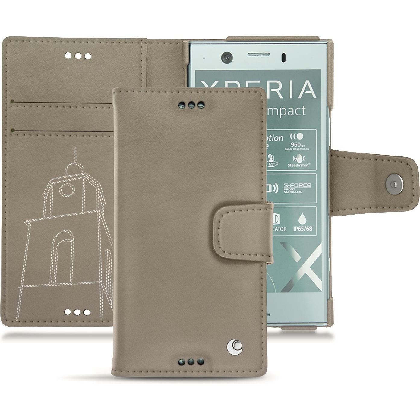 Noreve Lederschutzhülle Wallet (Sony Xperia XZ1 Compact), Smartphone Hülle, Beige