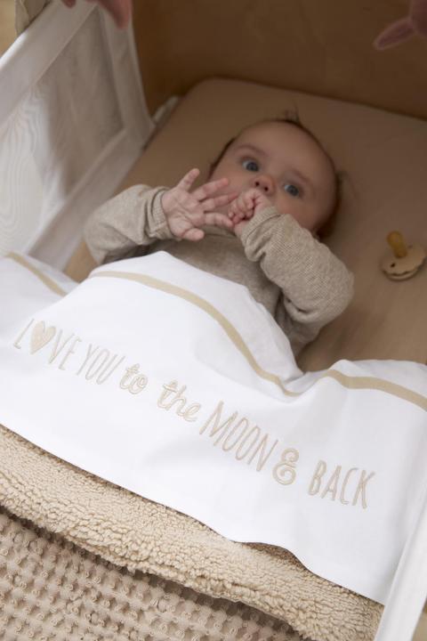 Productafbeelding Meyco Baby Love you to the moon & back Ledikantlaken Large - zand (100 x 150 cm)