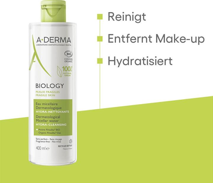 Image du produit A-Derma Biologie Eau micellaire dermatologique Hydra-Cleansing (Eau micellaire, 400 ml)