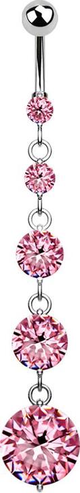 Immagine prodotto Star Piercing Banana in argento con ciondolo a sfera e cristallo rosa quattro cristalli rotondi (Ottone, Acciaio chirurgico 316L)