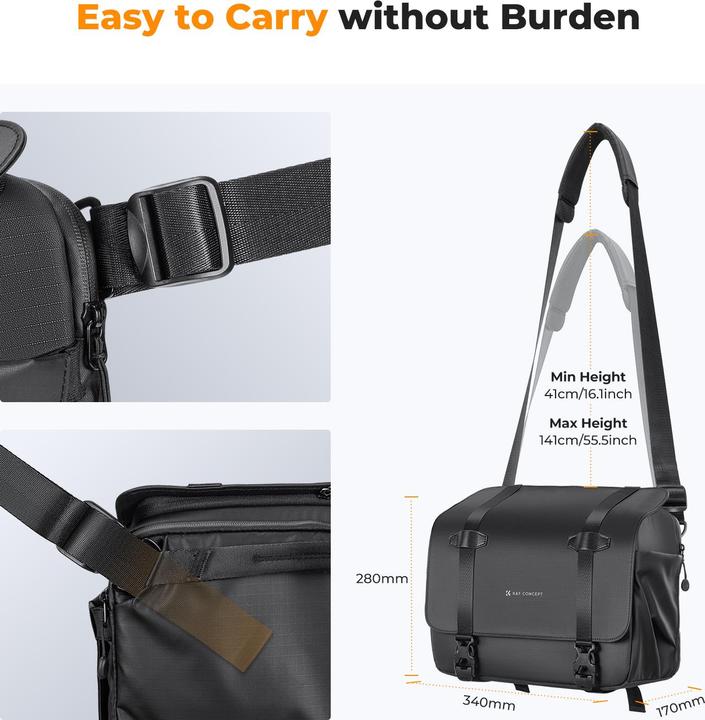 Immagine prodotto K&F Concept Vagabondaggio urbano 10 (Borsa a tracolla per fotocamera, 10 l)