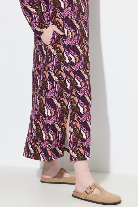 Actual product image Ulla Popken Eco Cotton Leaf Print Sweatshirt Dress (46, 48)