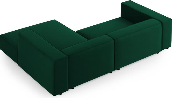 Actual product image Cosmopolitan Design Velvet Right Corner Sofa, "Arendal", 3 Seats, Bottle Green, 224x166x70 Made in Europe (Corner sofa)