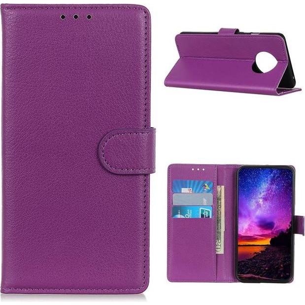 Thumbnail - MU Classic Litchi Leder Bookcover Series (Xiaomi Redmi Note 9 5G, Xiaomi Redmi Note 9T 5G), Smartphone Hülle, Violett